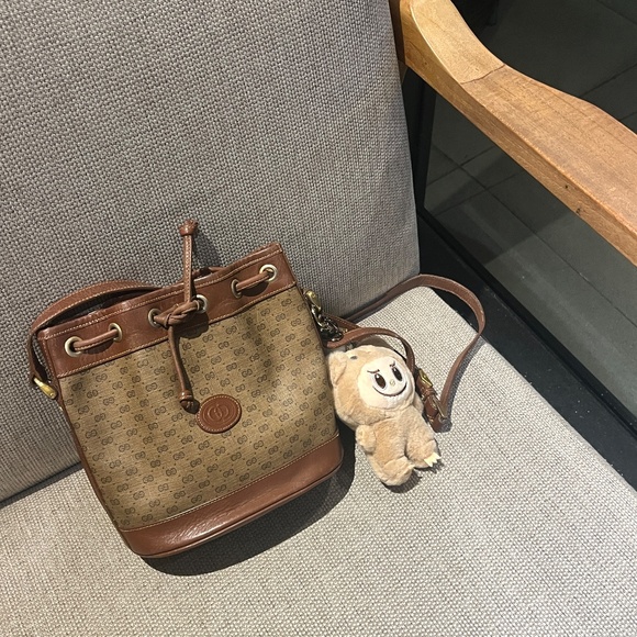 Auth Gucci Micro GG bucket drawstring sling bag - Picture 1 of 14
